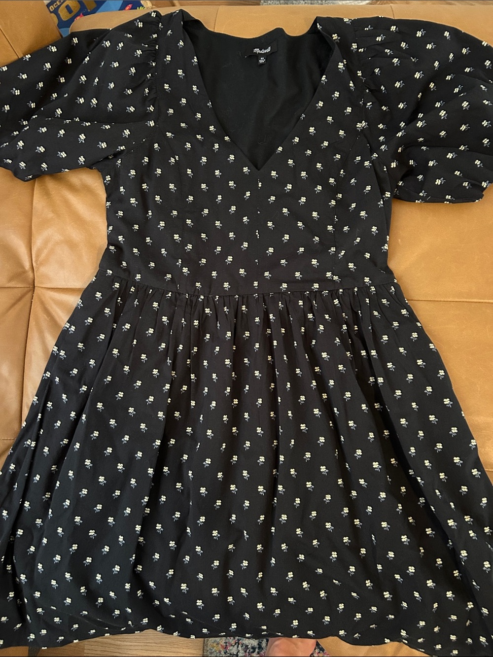 Madewell Black Mini Floral Midi Dress